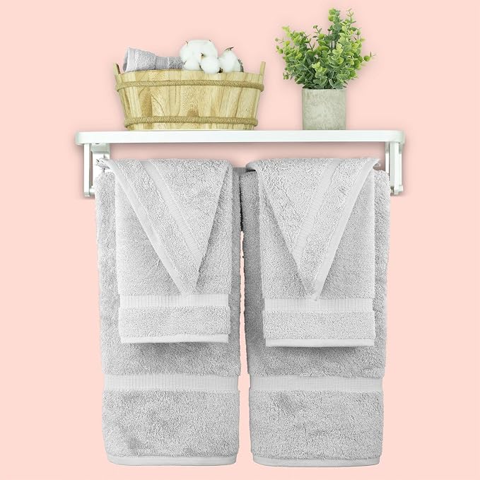 Chakir Turkish Linens 100% Cotton 6-Piece Towel Set, Silver Gray | 100% cotton 6-pc set, OEKO-TEX certified: 2 bath 30x60, 2 hand 16x30, 2 washcloths 13x13