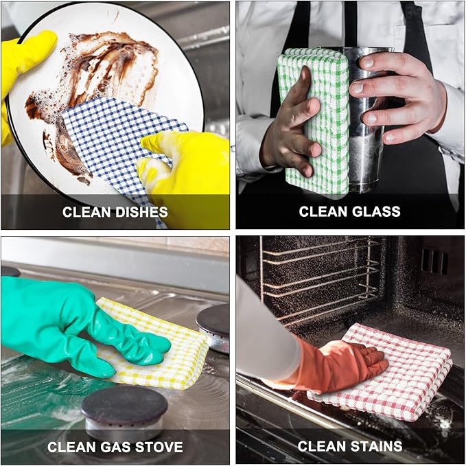 Nialnant 8 Pcs Dish Cloths for Washing Dishes | 100% Cotton Kitchen Towels Soft Absorbent Quick Drying Dish Rags for Kitchen, Reusable Cleaning Rags - 11 x 11In