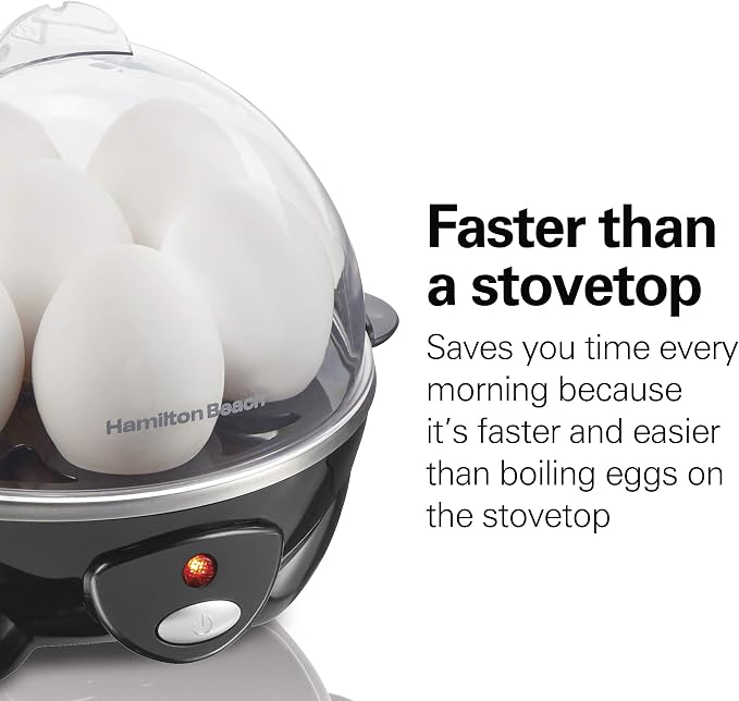 Hamilton Beach 3-in-1 Electric Egg Cooker for Hard Boiled Eggs, Poacher Eggs, Omelet Maker & Vegetable Steamer, Holds 7, Black (25507) (Pack of 2)