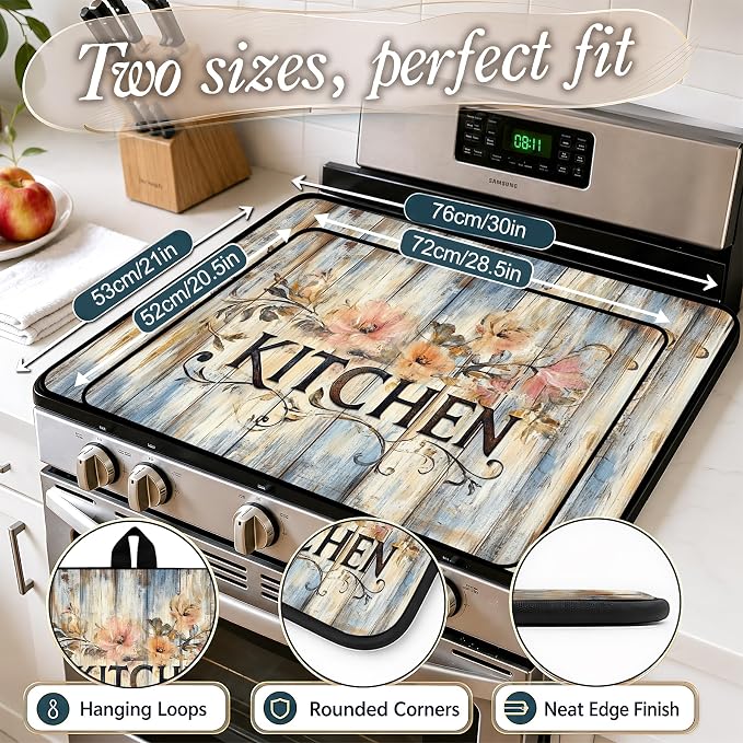 Stove Top Covers with A Non-slip Rubber Coating | protect Your Stove from Scratches, Extend Countertop Space, and Add A Classic Kitchen Touch