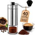 Mini Manual Coffee Grinder with 40 External Adjustable Settings | Ceramic Conical Burr, Stainless Steel Body, 35g Capacity, for Espresso, Pour Over, French Press, Home, Camping, Travel & Gift