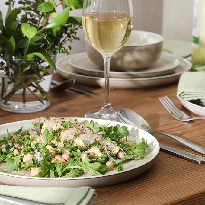 Gibson Elite Island Bay 12-Piece New Bone China Dinnerware Set Service for 4, Reactive Glaze Plates and Bowls, Dishwasher and Microwave Safe, Cream and Green