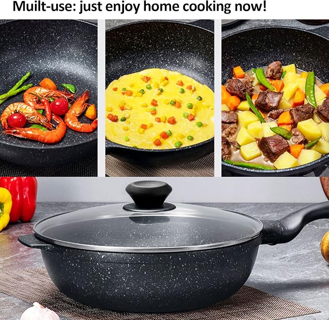 Glass Lid for 11 in Frying Pan, Tempered Replacement Top for 11 inches Cookware, Skillets, Stainless Steel Pans &Pots, Cast Iron, Cast Aluminium Pans, Dutch Ovens 28 cm