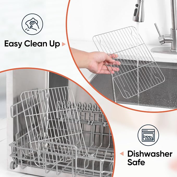 Homikit 2 Pack Cooling Racks, 12” x 9” Stainless Steel Baking Rack Set for Bacon Bread Cookies, Heavy Duty Metal Wire Oven Rack for Cooking Roasting Grilling Fit Quarter Sheet Pan, Dishwasher Safe