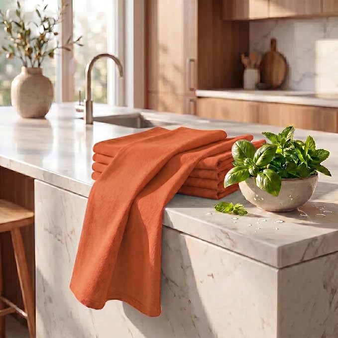 Urban Villa Kitchen Towels Cotton Dish Towels 20”x30” (Set of 6) Orange
