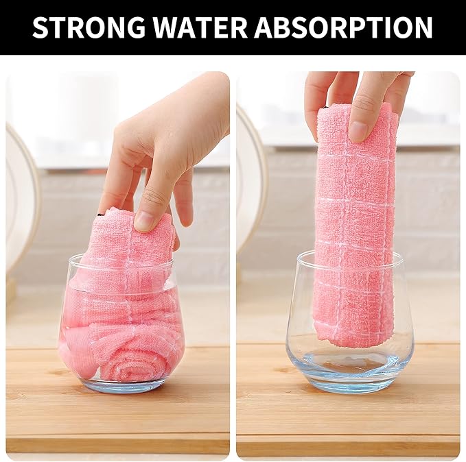 Homaxy 100% Cotton Terry Kitchen Towels, 18 Pack, Pink | Ultra Soft and Absorbent Dish Towels for Kitchen, Suitable for Drying and Washing Dishes