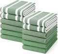Homaxy Cotton 380 GSM Premium Kitchen Towels, 18"x28", 12 Pack, GrassGreen | Soft and Absorbent Terry Dish Towels, Multipurpose Tea Towel Set with Hanging Loop, 3 Styles Kitchen Hand Towels