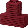 Homaxy 12 Pack 100% Cotton Kitchen Towels and Dishcloths Set, Burgundy | 12 x 12 Inches and 13 x 28 Inches Kitchen Towels Set, Ultra Soft Absorbent Dish Cloths for Washing Dishes