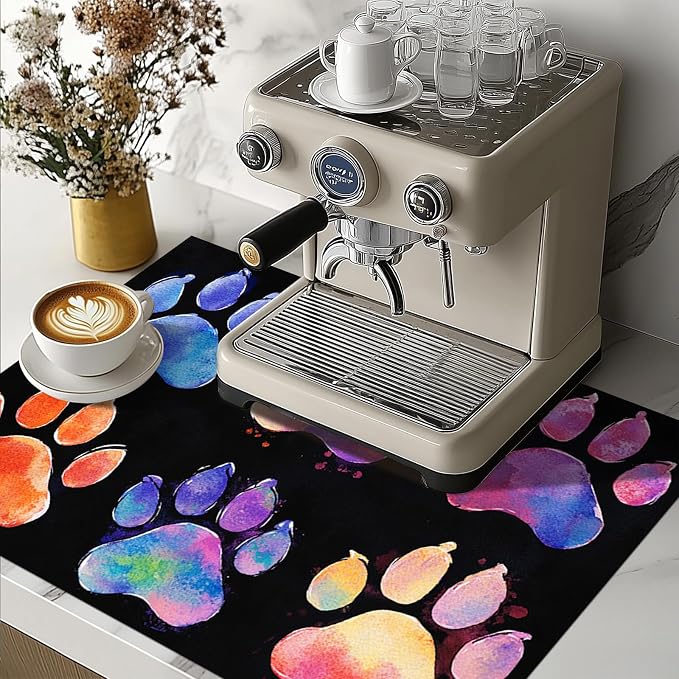 HOMETITUTE Stove Top Cover 28x20 Colorful Paw Print Heat Resistant Mat