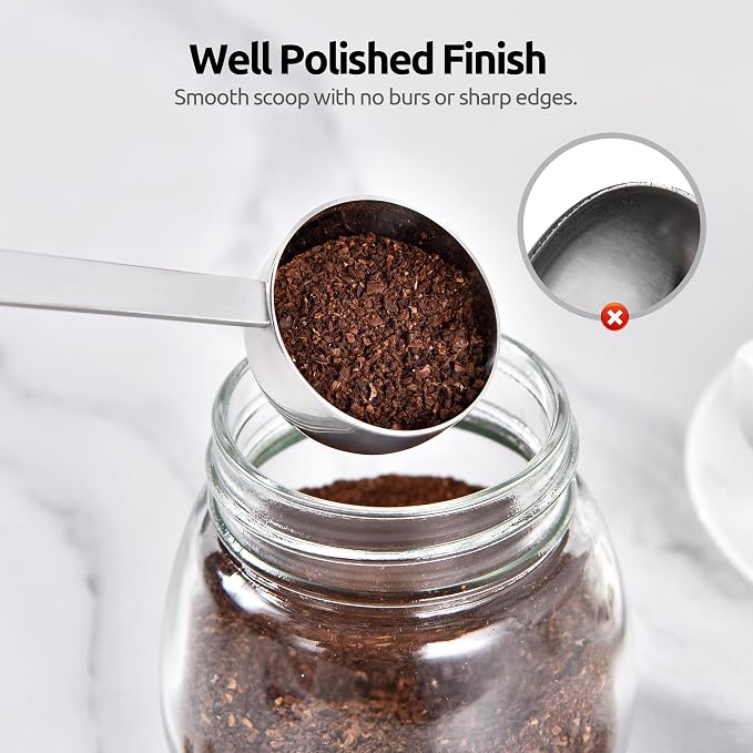 U-Taste Coffee Scoop 2 Tablespoon: 18/8 Stainless Steel Measuring Scooper for Ground Coffee, Bean, Powder, Espresso, 6.9in Long Handle Metal Meaure Spoon for Canister, Jar (2Tbsp/30ml, Silver) | 18/8 Stainless Steel Tablespoon Scoop, Long Metal Coffee ...
