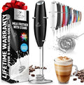 Zulay Powerful Milk Frother for Coffee with Upgraded Titanium Motor - Handheld Electric Whisk, Milk Foamer, Mini Mixer & Coffee Blender for Frappe, Latte, Matcha, No Stand - Ultra Black