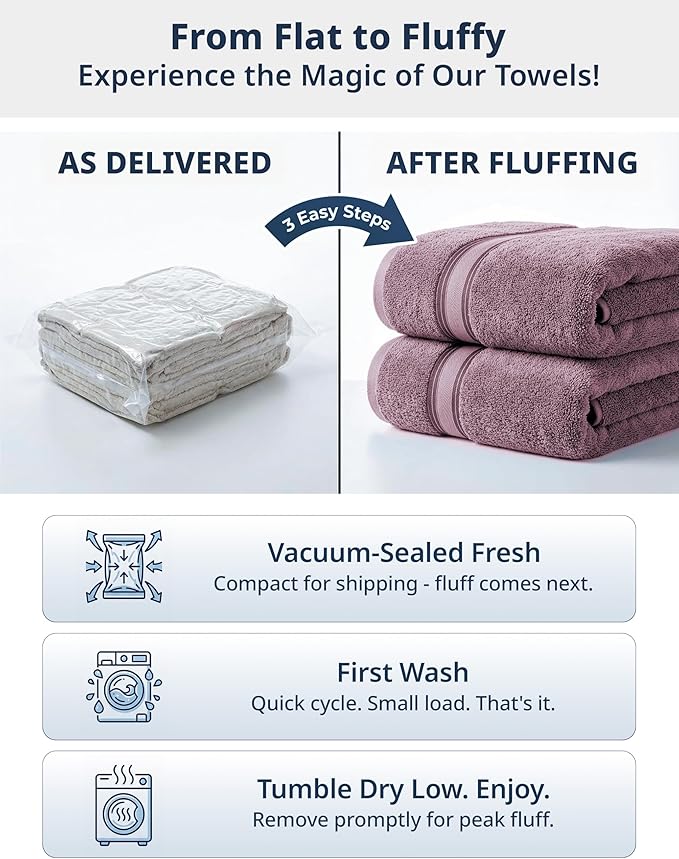 LANE LINEN Bath Towel Set 100% Cotton 12 Piece Soft - Wishful Mauve | Cotton Towel Set - Densely Woven, Coordinated Colors, Dobby Border Accent, OEKO-TEX Certified, Zero-Twist Durability