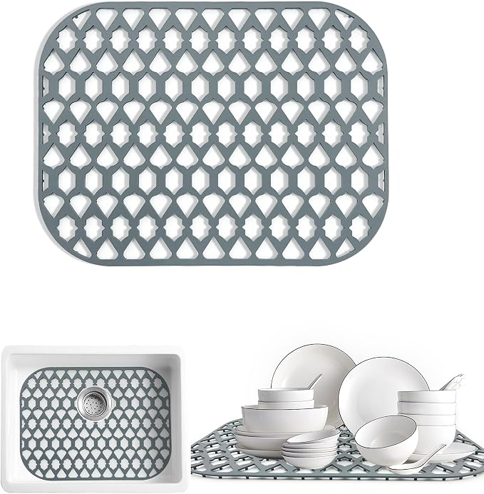 Silicone Kitchen Sink Protectors Mats - 12" 13" 14" 16" 18" 19" 21" 22" 24" 25" 26" 28" 30", Heat Resistant, Machine-wash (16.7”x12.5”)