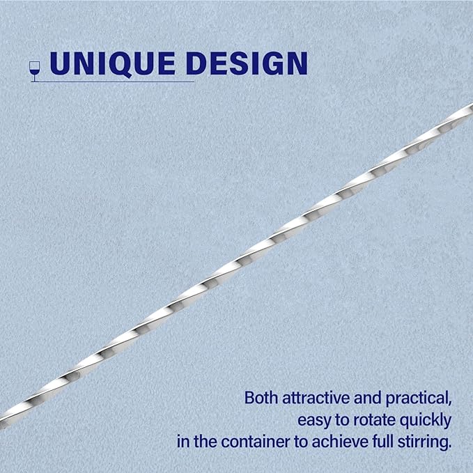 Bar Spoon Cocktail Mixing Stirrers, 2Pcs, 12” Long Handle, Silver | 18/8 Stainless Steel, Long Drink Spoons, for Stirring Coffee & Cocktails