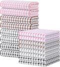 Kitinjoy Cotton 16 Pack Kitchen Towels and Dishcloths Sets, Mix Color | 16 x 25 Inch & 12 X 12 Inch Dish Towels Bulk, Super Soft and Absorbent hand towels for kitchen Drying