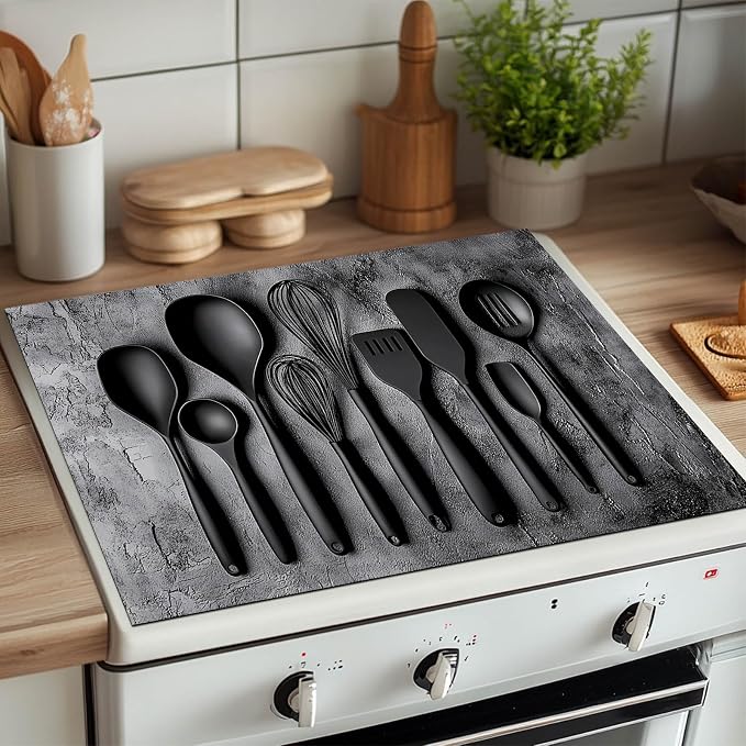 HOMETITUTE Modern Black Kitchen Tools Stove Top Cover 28x20 Heat Mat