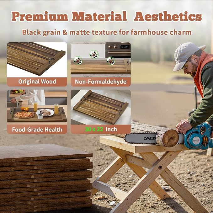 Gas Stove Top Cover: Acacia 30 * 22 Inches Electric Stovetop Covers, Noodle Board with Handles, Wood RV Cutting Board for Kitchen Counter