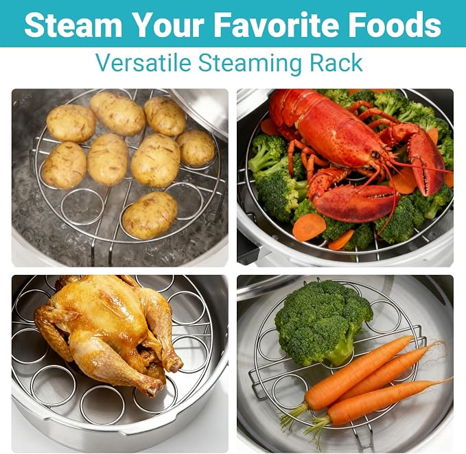 Stackable Egg Steamer Rack for Instant Pot 6Qt & 8Qt, 18 Egg Holder | Durable 304 Stainless Steel Construction, Heat-Resistant Handle, Steaming & Cooling Rack
