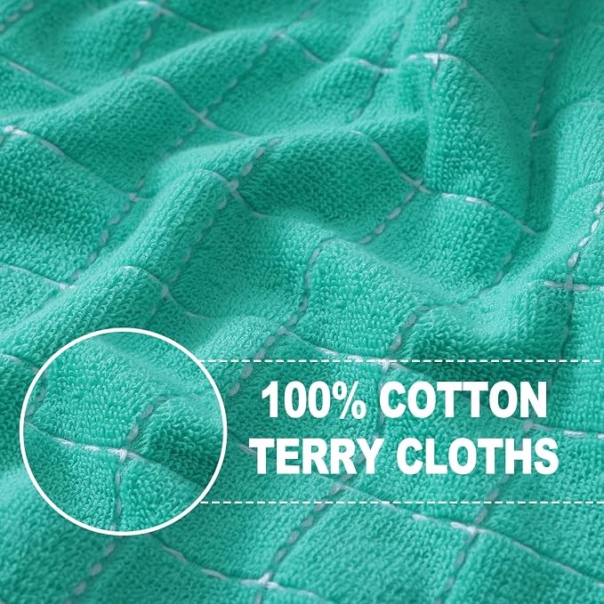 Homaxy 100% Cotton Terry Kitchen Towels, 8 Pack, Turquoise | Ultra Soft and Absorbent Dish Towels for Kitchen, Suitable for Drying and Washing Dishes