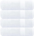 GLAMBURG Premium Cotton 4 Pack Bath Towel Set - 100% Pure Cotton - 4 Bath Towels 27x54 - Ideal for Everyday use - Ultra Soft & Highly Absorbent - White