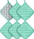 Joyhalo 6 Pack Pot Holders for Kitchen Clearance | Cotton Oven Holder with Great Heat Resistance, Potholders Sets for Kitchen, Countertops, Hot Pots and Pans, Aqua