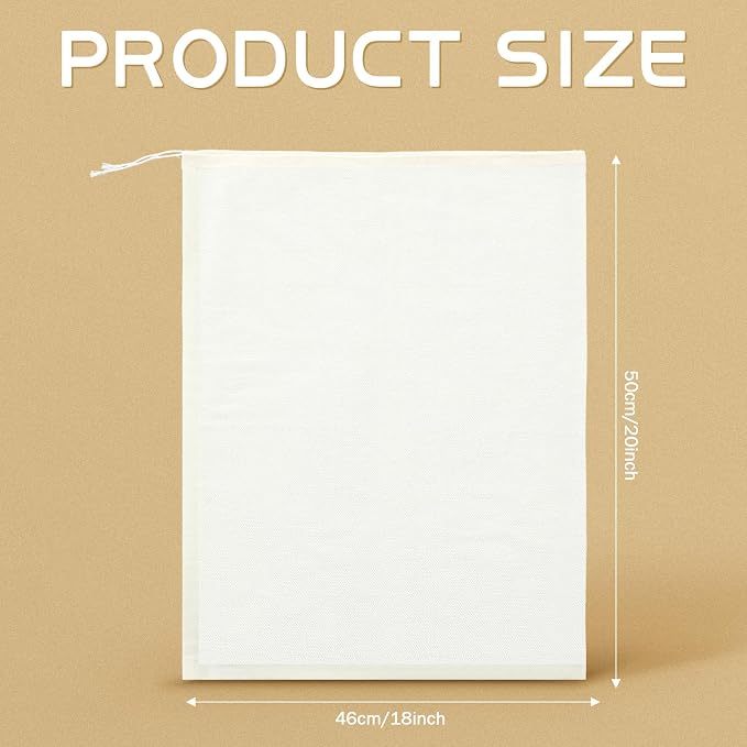 Tatuo 50 Pcs Muslin Bags 18 X 20 Inches, Cotton Drawstring Pouches Party | Natural Cotton Cloth Small Pouches, Reusable Linen Sachet for Gift Favor, Wedding Party Supplies, Craft Home Storage