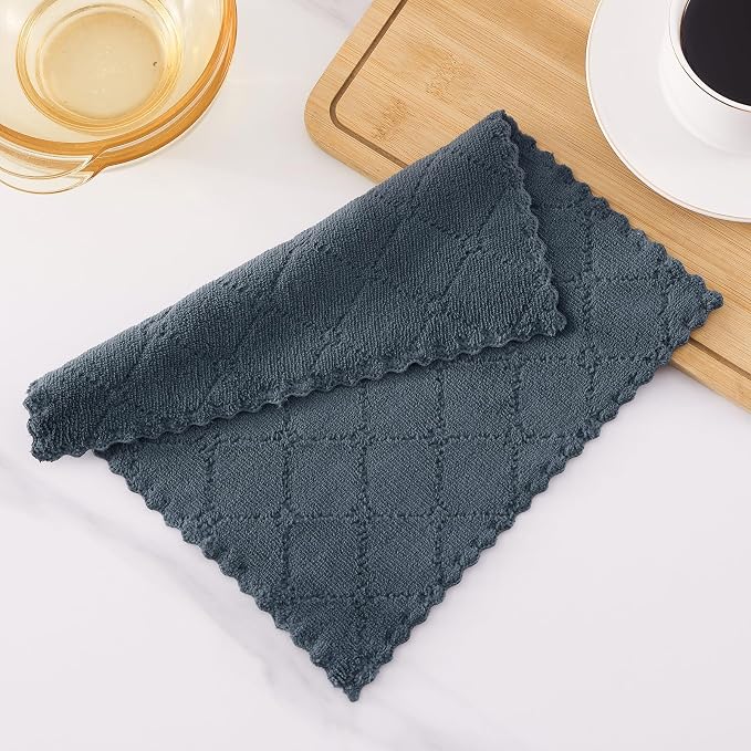 Homaxy 24 Pack Super Soft & Absorbent Dish Cloths, 10" x 10", Dark Grey | Coral Velvet, Nonstick Oil Fast Drying Microfiber Cleaning Cloth, No Lint Household Dishcloths