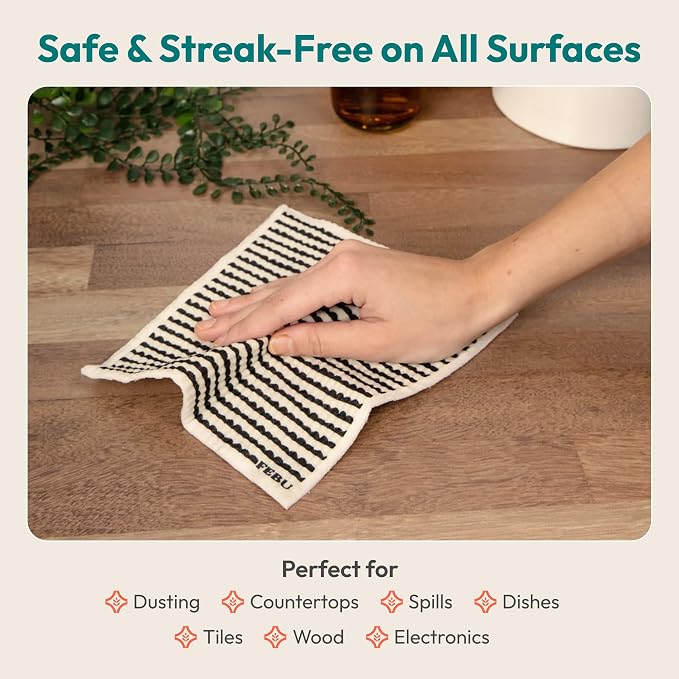Swedish Dishcloths for Kitchen | 5 Pack Japanese Reusable Paper Towels Washable | Swedish Dish Towels | Non-Scratch Cellulose Sponge Cloths | No Odor, Biodegradable Cleaning Cloths