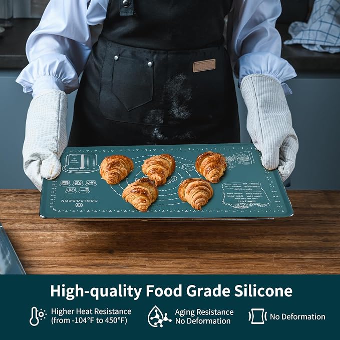 DANIA & DEAN Mom Theme 26"x16" Extra Thick Silicone Baking Mat for Pastry | Non-Slip & Non-Stick Mat with Measurements, for Dough Kneading, Pizza, Pie Crust, Sourdough, Bread, Pasta & Counter Sheet