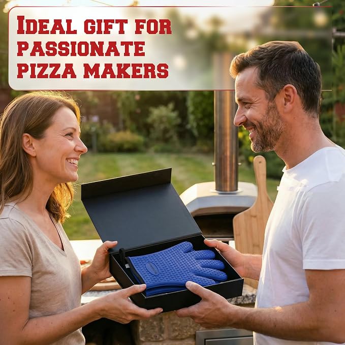 KITCHEN PERFECTION XL Silicone Pizza Oven Gloves Heat Resistant Oven Mitts | Waterproof, 5-Finger Design For A Better Grip, for Outdoor & Indoor Pizza Ovens, Compatible with Ooni, Ninja, Gozney & More