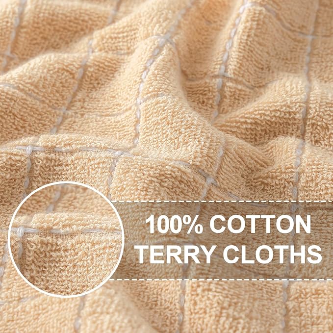 Homaxy 100% Cotton Terry Kitchen Towels, 4 Pack, Apricot | Ultra Soft and Absorbent Dish Towels for Kitchen, Suitable for Drying and Washing Dishes