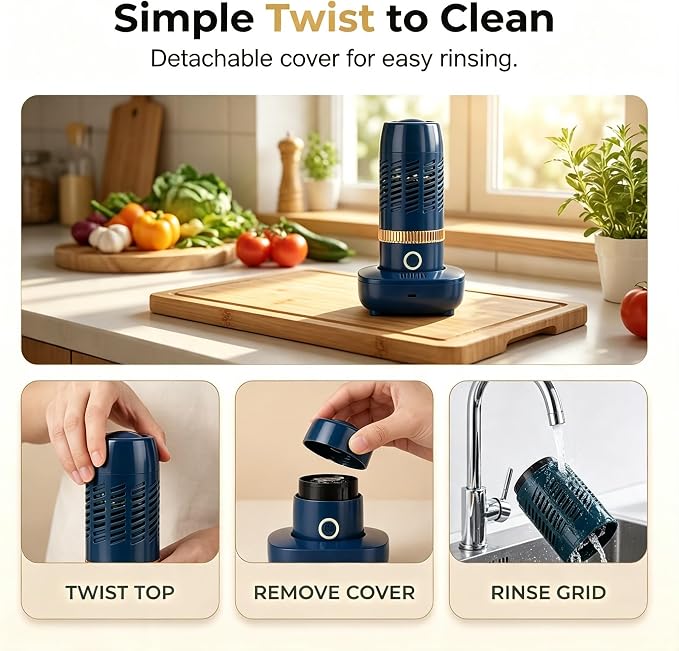 Vegetable Fruit Cleaner Machine, Portable Waterproof Purifier Device Blue | Wireless waterproof produce cleaner with 250min standby, auto 10min cycle, veggie cleaner for fruit grain meat purification