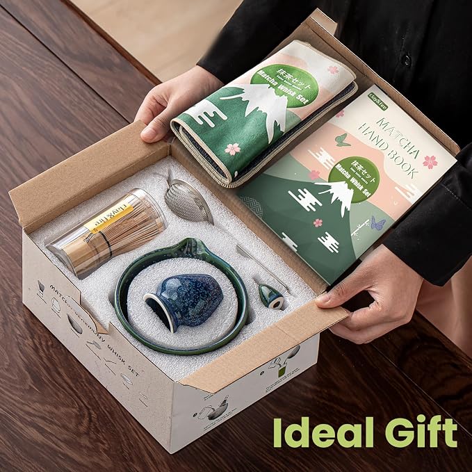Clay&Fire Matcha Whisk, Handcrafted Bamboo Whisk for Matcha Powder (Emerald green)