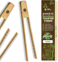 Toaster Tongs With Magnet | Kitchen Utensils For Cooking and Holding Toast Bacon Muffin Bagel Bread | 8 Inch Long Natural Non Toxic Bamboo