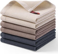 Homaxy 100% Cotton Waffle Weave Dish Cloths, 6 Pack | Soft and Absorbent Dish Towels, 12 x 12 Inches Quick Dry Dish Rags, Beige/Dark Grey/Brown