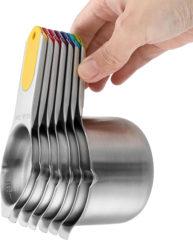 Spring Chef 15 Magnetic Measuring Cups & Spoons Set, Patented, Multicolor | Stackable Stainless Steel Measuring Cups & Heavy Duty Metal Measuring Spoons with Levelers for Dry & Liquid Ingredients