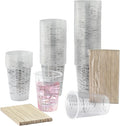 80pcs Paint Mixing Cups, DV 8oz Graduated Clear Plastic Measuring Cups with 80pcs Wooden Stirring Sticks for Mixing Paint, Pigments, Epoxy Resins, Resins