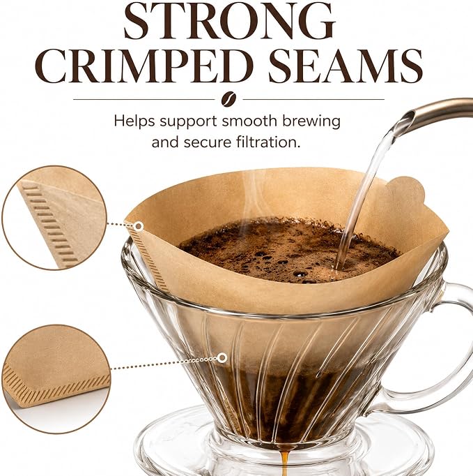 100 Count Coffee Filters #4 Cone, Unbleached Paper for 8-12 Cup Brewers | 100 count value, #4 Size, Unbleached Paper, Fine Filtration, Smooth Brew, Drip & Pour Over Compatible