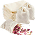 TUZAZO 24 Pcs Muslin Bags with Drawstring 3 x 4 inch, Reusable Tea Bags for Loose Leaf Tea, Natural Cotton Unbleached Cheesecloth Small Spice Bag for Cooking Soup Herb Sachet Bag Empty