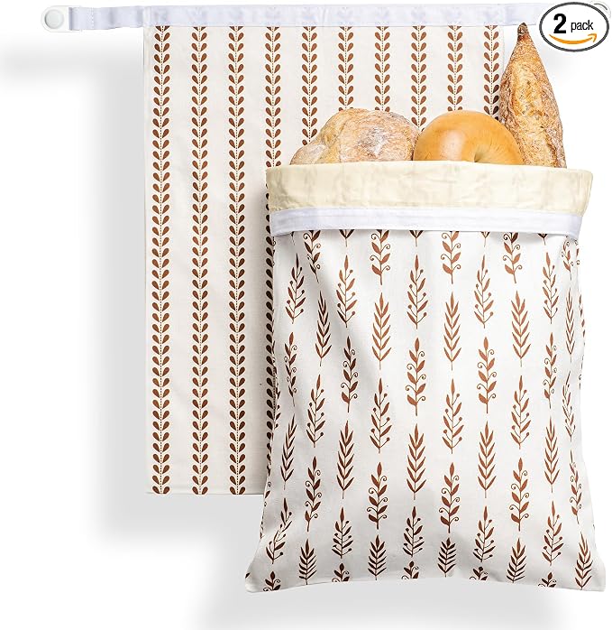 Sourdough Bread Bags, Bread Bags for Homemade Bread, 2 Pack Beeswax Bread Bag, Natural Cotton Sourdough Bags