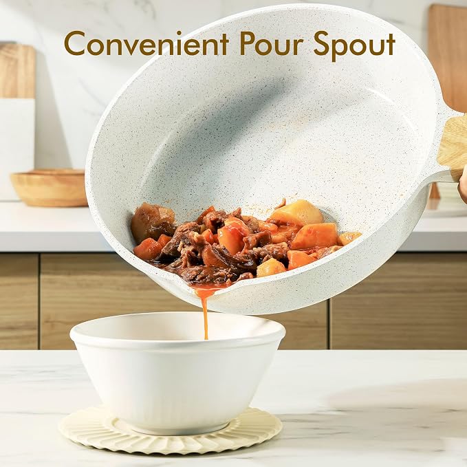 SENSARTE Nonstick Ceramic Cookware Set, 13-pcs Non-toxic Pots and Pans Set | Healthy Kitchen Cooking Set with Stay-Cool Handles, Silicone Tools and Pot Protectors, PFAS Free