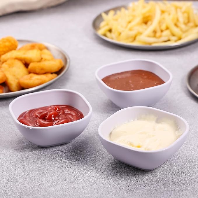 SHECIPIN 12 pack wheat straw dipping bowls 4.5oz,alternative plastic soy sauce dishes,unbreakable small dessert bowls microwave and dishwasher safe for snack,sushi,condiment (white)