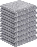 Homaxy 100% Cotton Terry Kitchen Towels, 7 Pack, Light Grey | Ultra Soft and Absorbent Dish Towels for Kitchen, Suitable for Drying and Washing Dishes