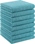 Homaxy 100% Cotton Terry Kitchen Towels, 8 Pack, Lake Blue | Ultra Soft and Absorbent Dish Towels for Kitchen, Suitable for Drying and Washing Dishes