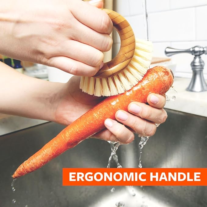 Full Circle The Ring Bamboo Produce Scrub Brush, Removes Dirt from Veggies