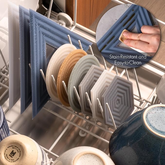 LINE+ARC Modern Silicone Trivets, Mauve (3 Pack) feat. in ELLE Decor | Waterproof, dishwasher-safe, quartz kitchen countertop, outdoor, mid-century modern, mcm, feat. in BuzzFeed, purple