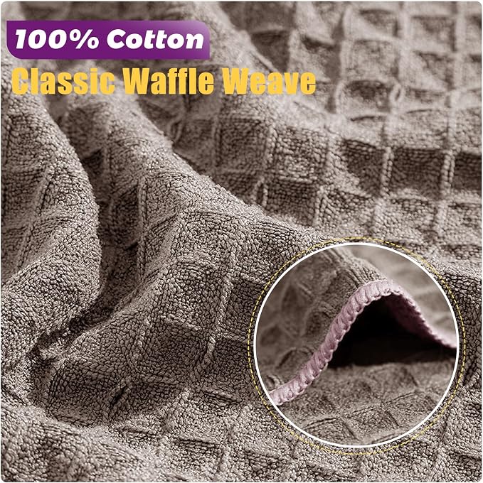 Kitchen Towels 6-Pack Cotton Waffle Weave Dish Cloths 12 x 12 Cleaning Rags