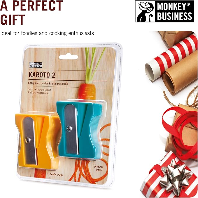 Monkey Business Julienne Peeler and Blade, Green and Turquoise