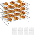Cooling Rack 16"x10", 4-Tier Stackable & Collapsible Cooling Racks | Cooling Racks for Cooking and Baking, Roasting, Grilling, Oven & Dishwasher Safe (Silver, 4-Tier)