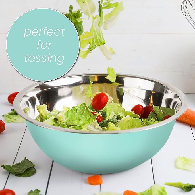 WHYSKO Stainless Steel Mixing Bowls Set, 5-Piece Meal Prep & Food Storage | .75, 1.5, 3, 4 & 5 Quart Metal Mixing Bowls Set for Prep, Serving, Baking & Food Storage, Ecofriendly, Dishwasher Safe, Blue